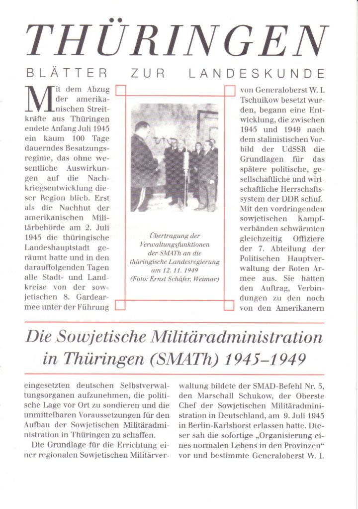 [XX] - Die Sowjetische Militäradministration in Thüringen (SMATh) 1945-1949